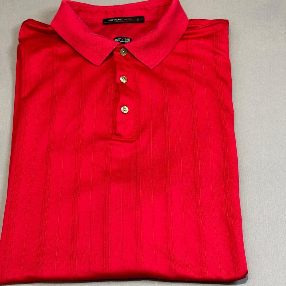 Nike Tiger Woods Collection Control Red Stripe Fit Dry Mens XXL Golf Polo Shirt